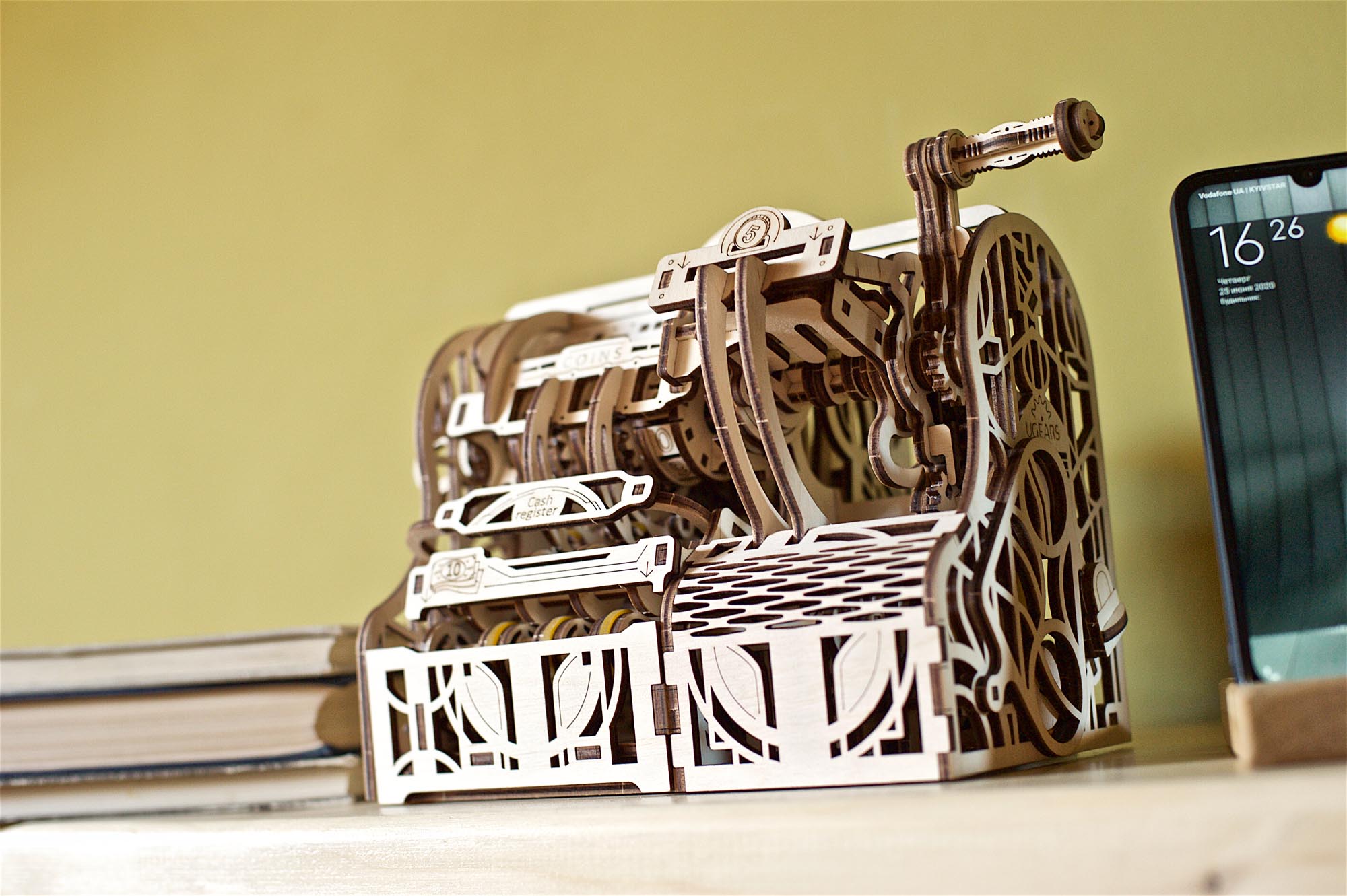 UGears Wooden Mechanical Model 3D Puzzle Kit Cash Register