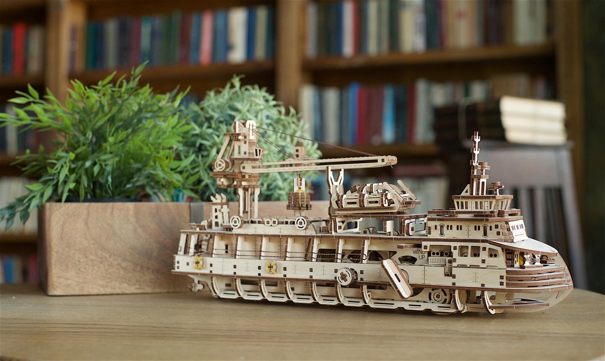 UGears Wooden Mechanical Model 3D Puzzle Kit Research Vessel
