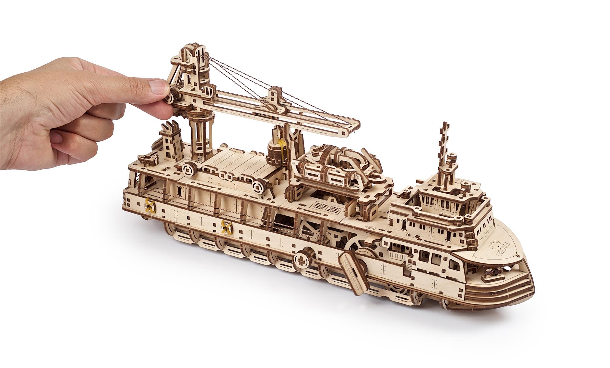 UGears Wooden Mechanical Model 3D Puzzle Kit Research Vessel