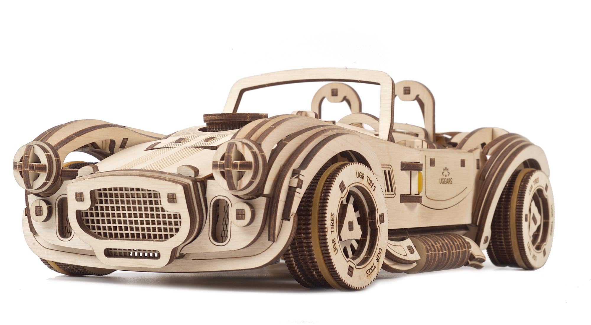 UGEARS Drift Cobra Racing Car Puzzle 3D - Cadeau de fête des pères Kit de Voiture modèle de Puzzles 3D Vintage avec Moteur à Ressort Puissant - Kits de modèles de Voiture UGEARS Drift Cobra Racing Car Puzzle 3D - Cadeau de fête des pères Kit de Voiture modèle de Puzzles 3D Vintage avec Moteur à Ressort Puissant - Kits de modèles de Voiture