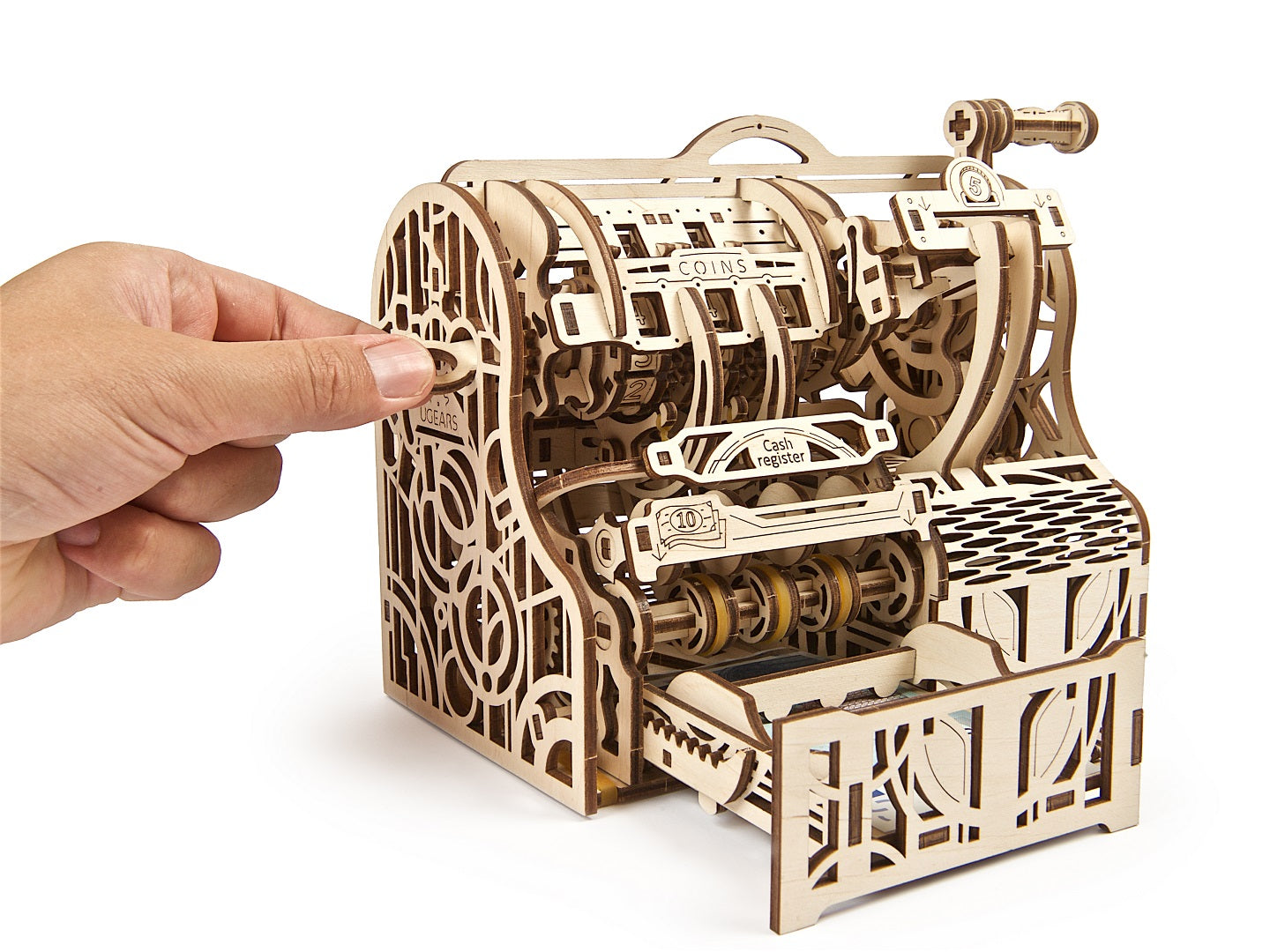 UGears Wooden Mechanical Model 3D Puzzle Kit Cash Register