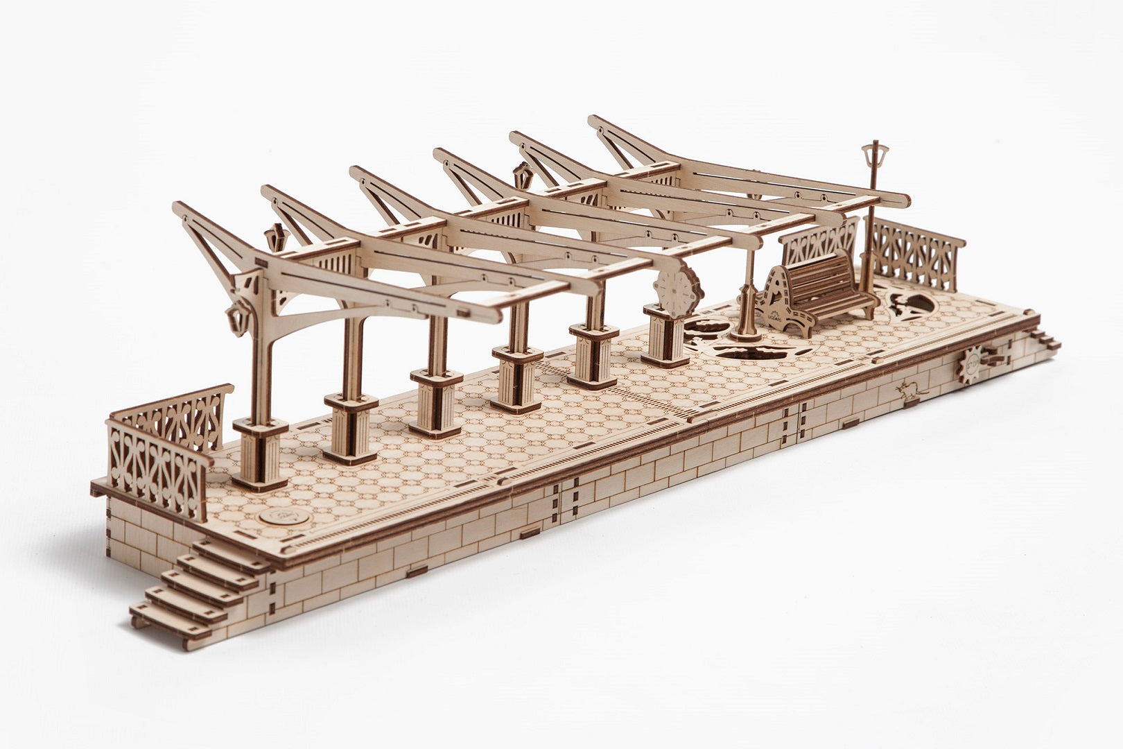 UGears Mechanical Wooden Model 3D Puzzle Kit Railway Platform