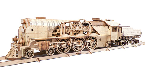 UGears Mechanical Model V-Express Steam Train Locomotive with Tender Veter