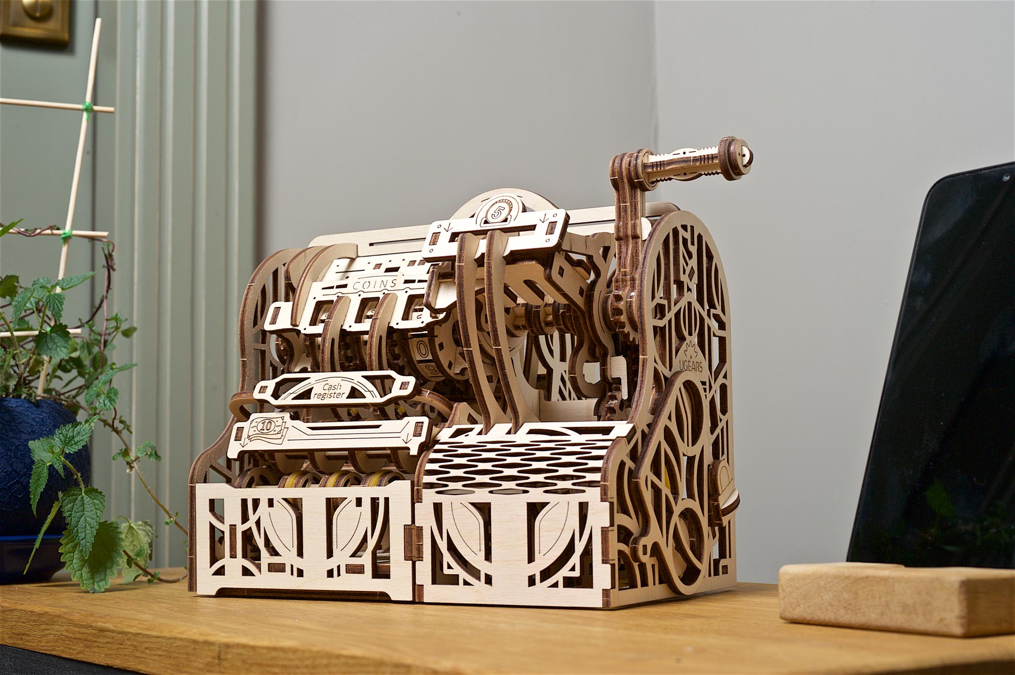 UGears Wooden Mechanical Model 3D Puzzle Kit Cash Register