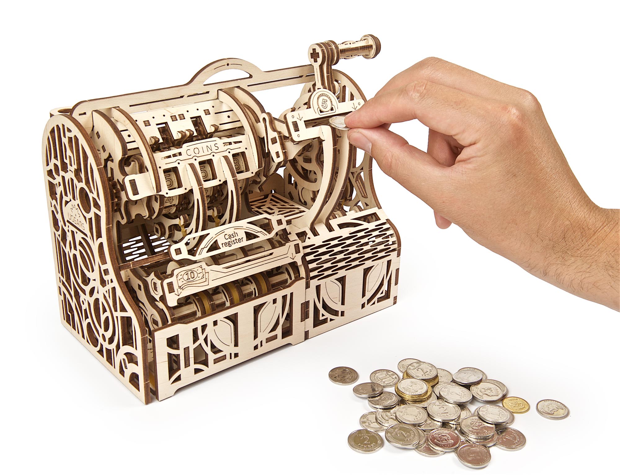 UGears Wooden Mechanical Model 3D Puzzle Kit Cash Register