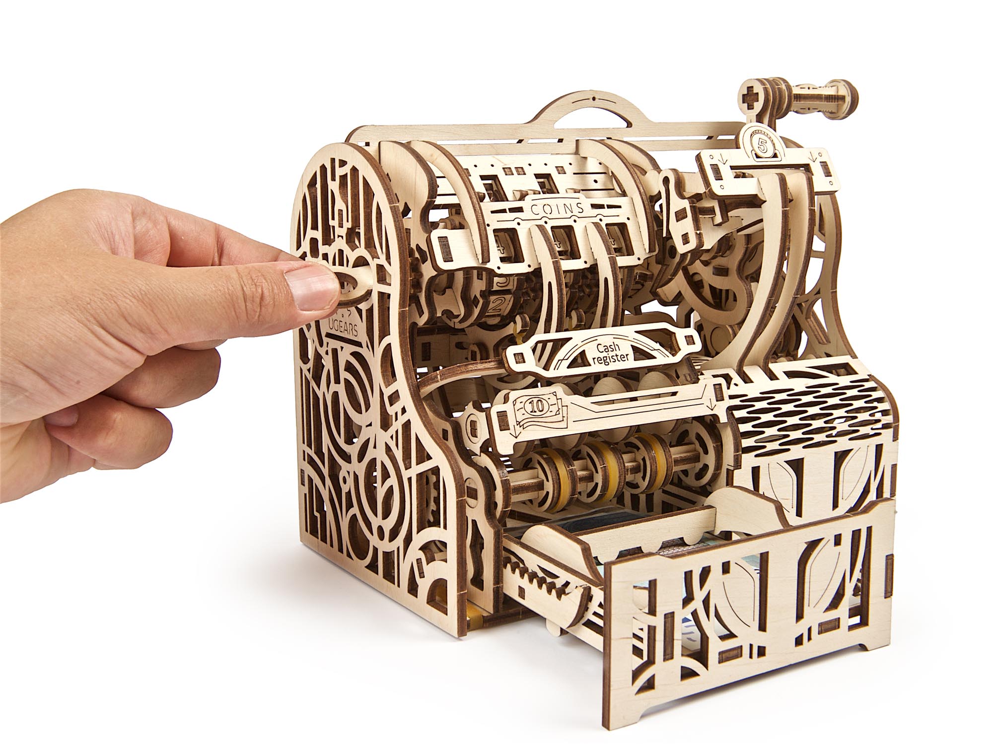 UGears Wooden Mechanical Model 3D Puzzle Kit Cash Register