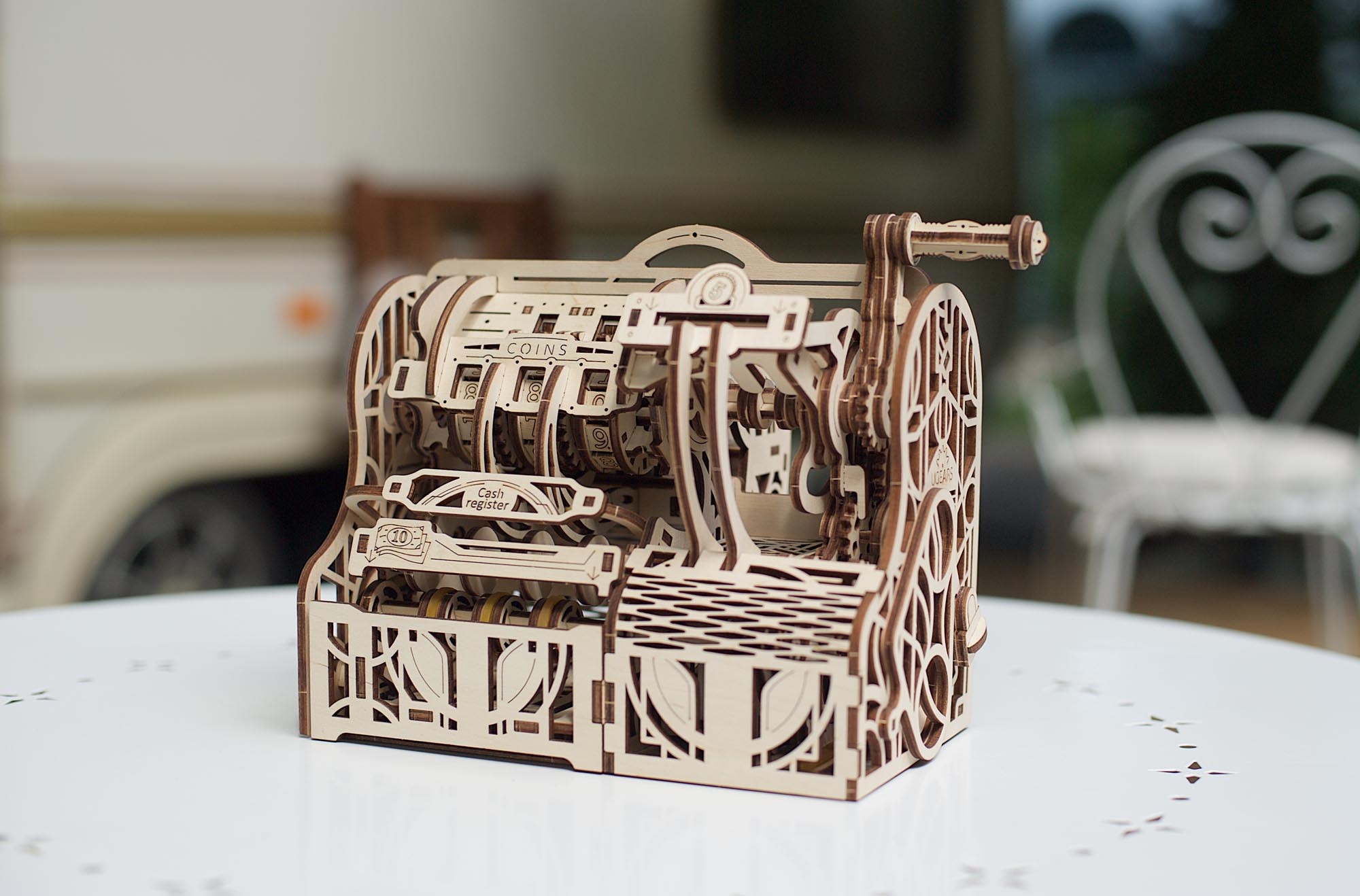 UGears Wooden Mechanical Model 3D Puzzle Kit Cash Register