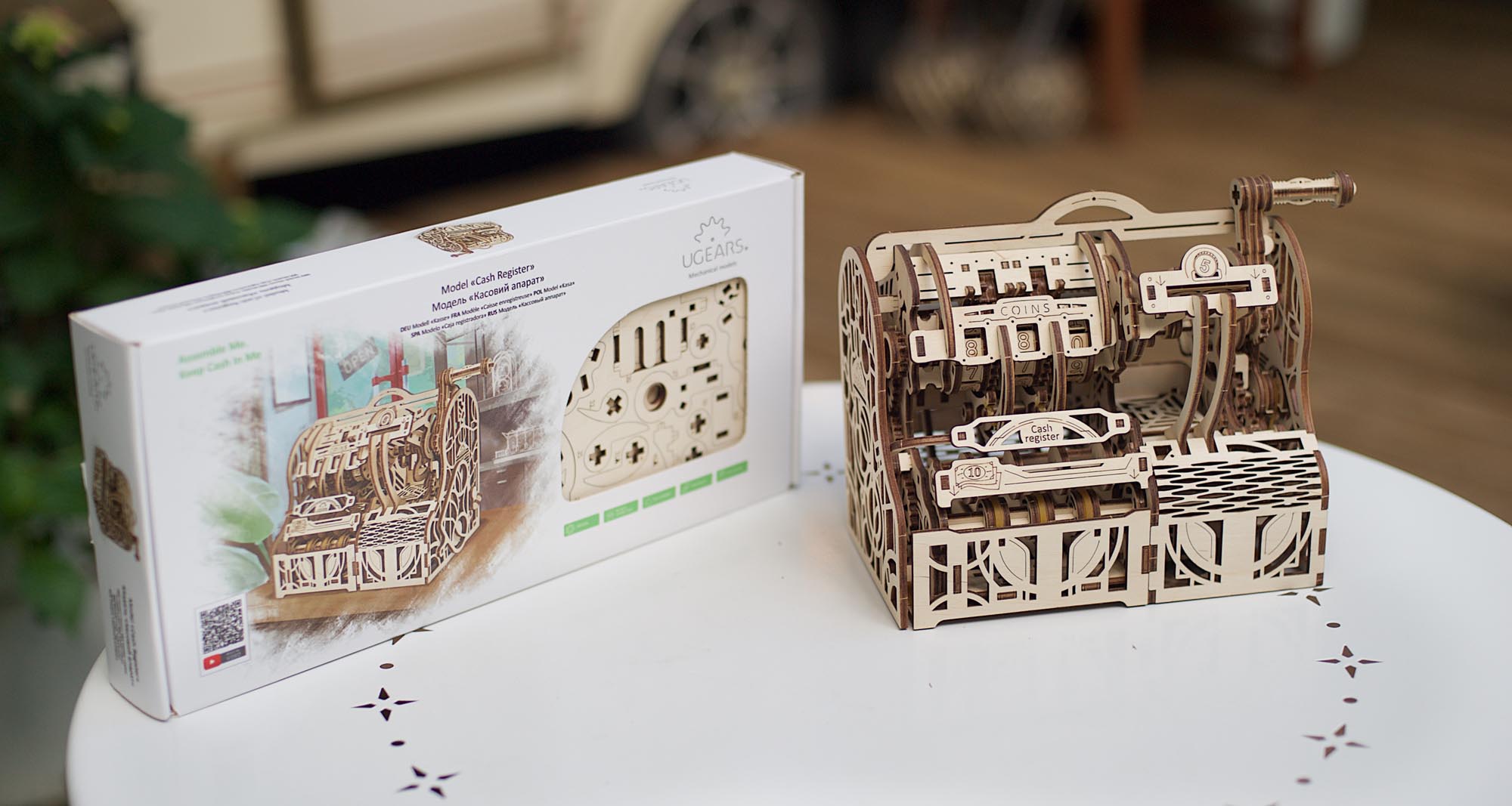 UGears Wooden Mechanical Model 3D Puzzle Kit Cash Register