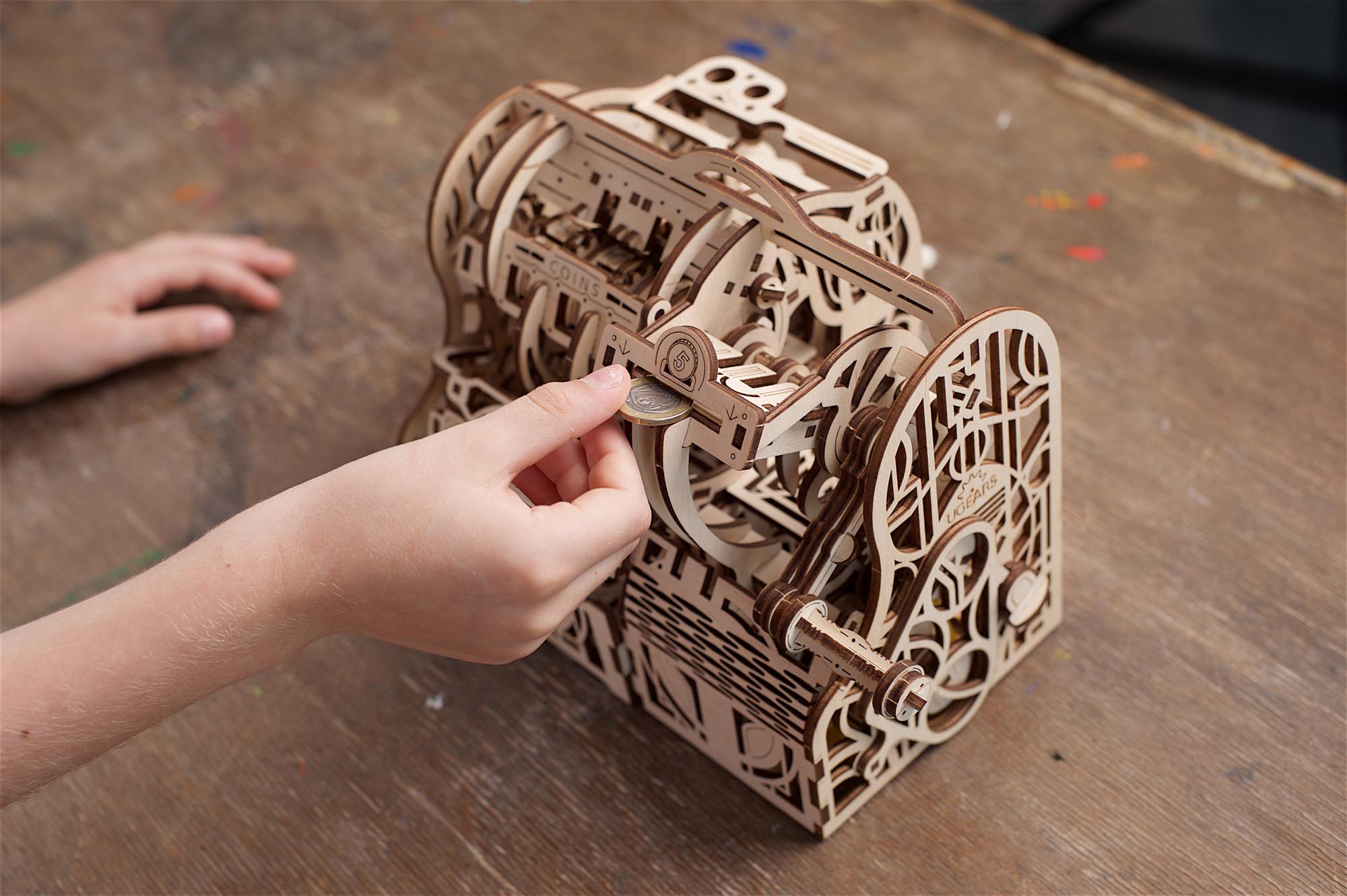 UGears Wooden Mechanical Model 3D Puzzle Kit Cash Register