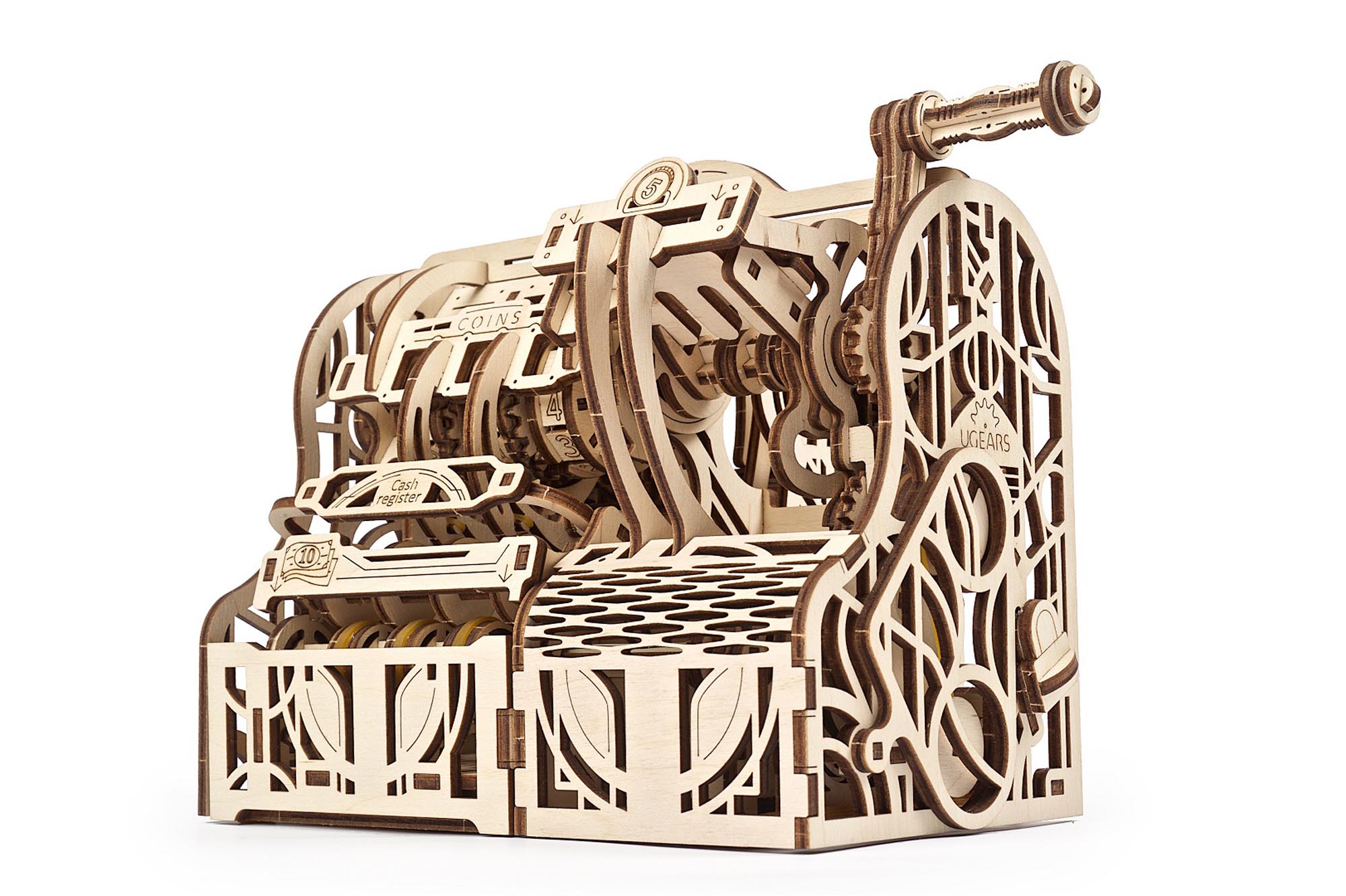 UGears Wooden Mechanical Model 3D Puzzle Kit Cash Register