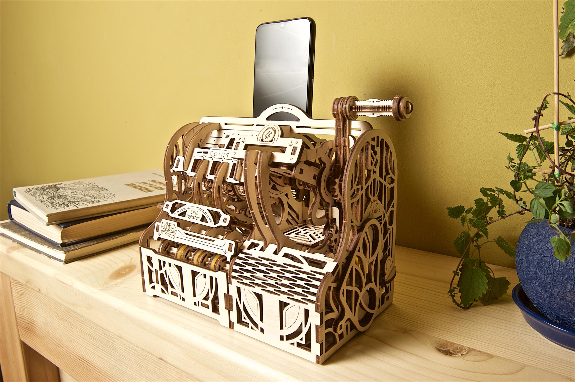 UGears Wooden Mechanical Model 3D Puzzle Kit Cash Register