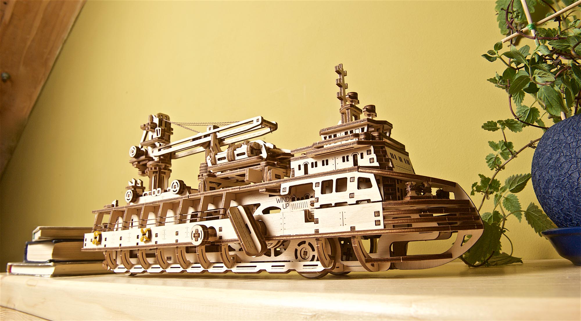 UGears Wooden Mechanical Model 3D Puzzle Kit Research Vessel