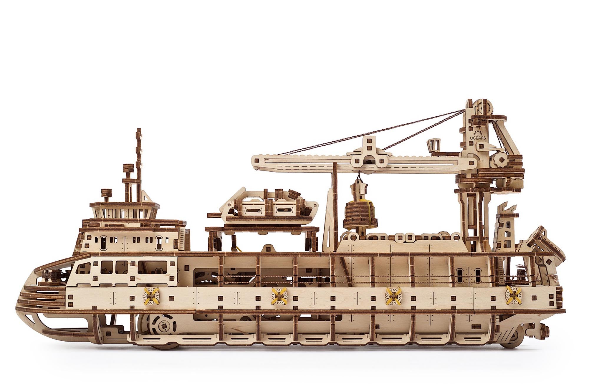 UGears Wooden Mechanical Model 3D Puzzle Kit Research Vessel