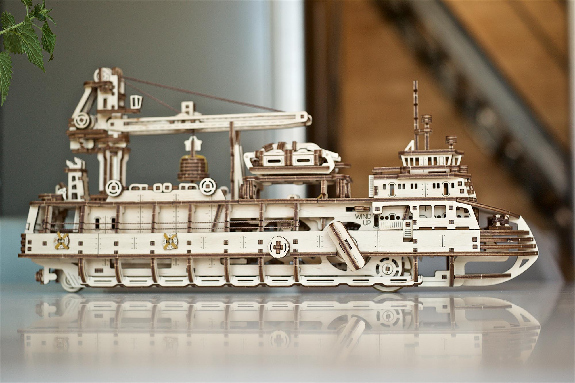 UGears Wooden Mechanical Model 3D Puzzle Kit Research Vessel