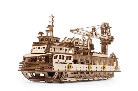 UGears Wooden Mechanical Model 3D Puzzle Kit Research Vessel