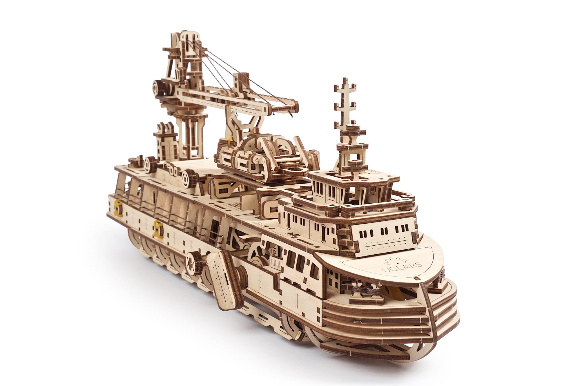 UGears Wooden Mechanical Model 3D Puzzle Kit Research Vessel