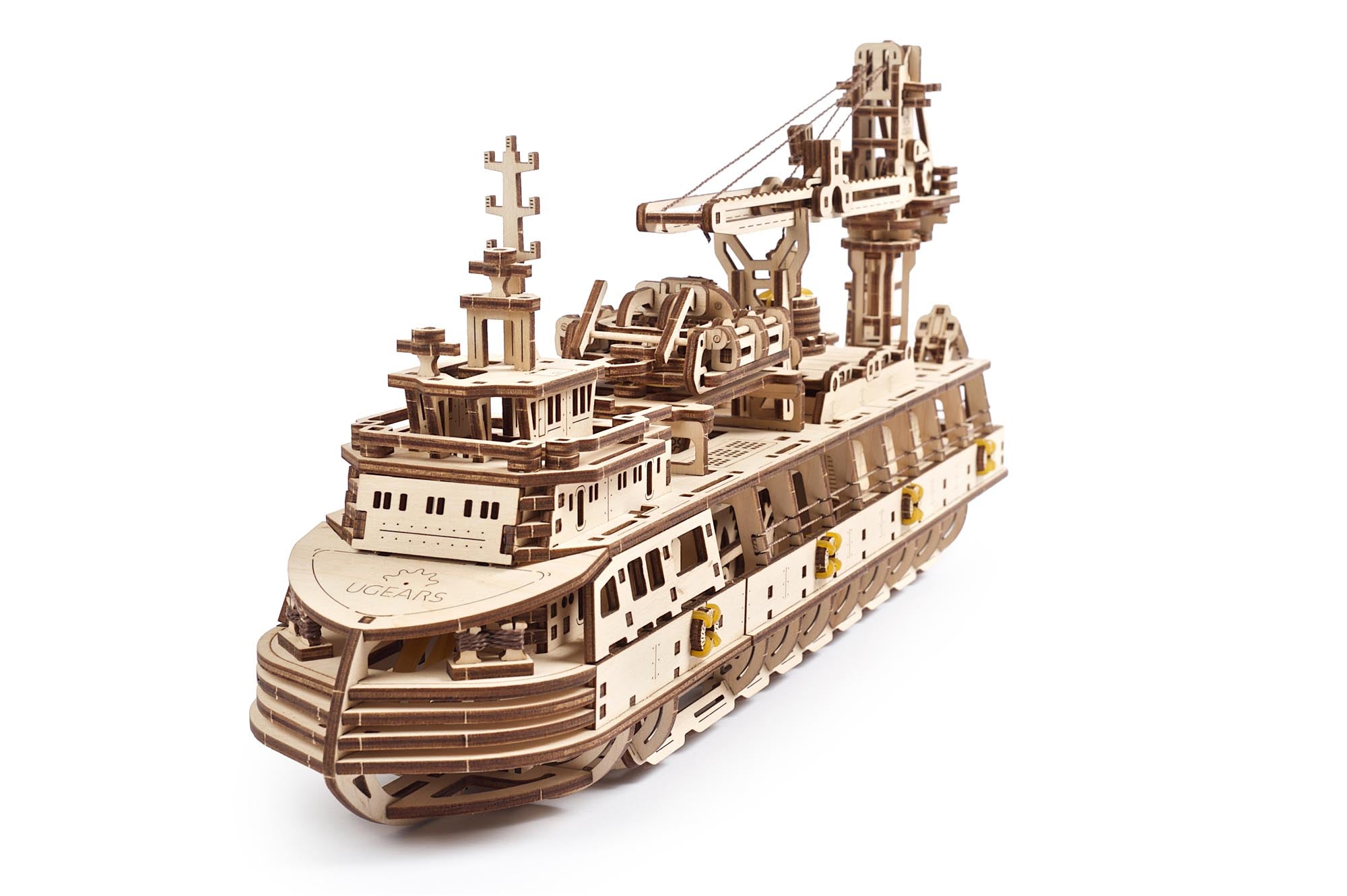UGears Wooden Mechanical Model 3D Puzzle Kit Research Vessel