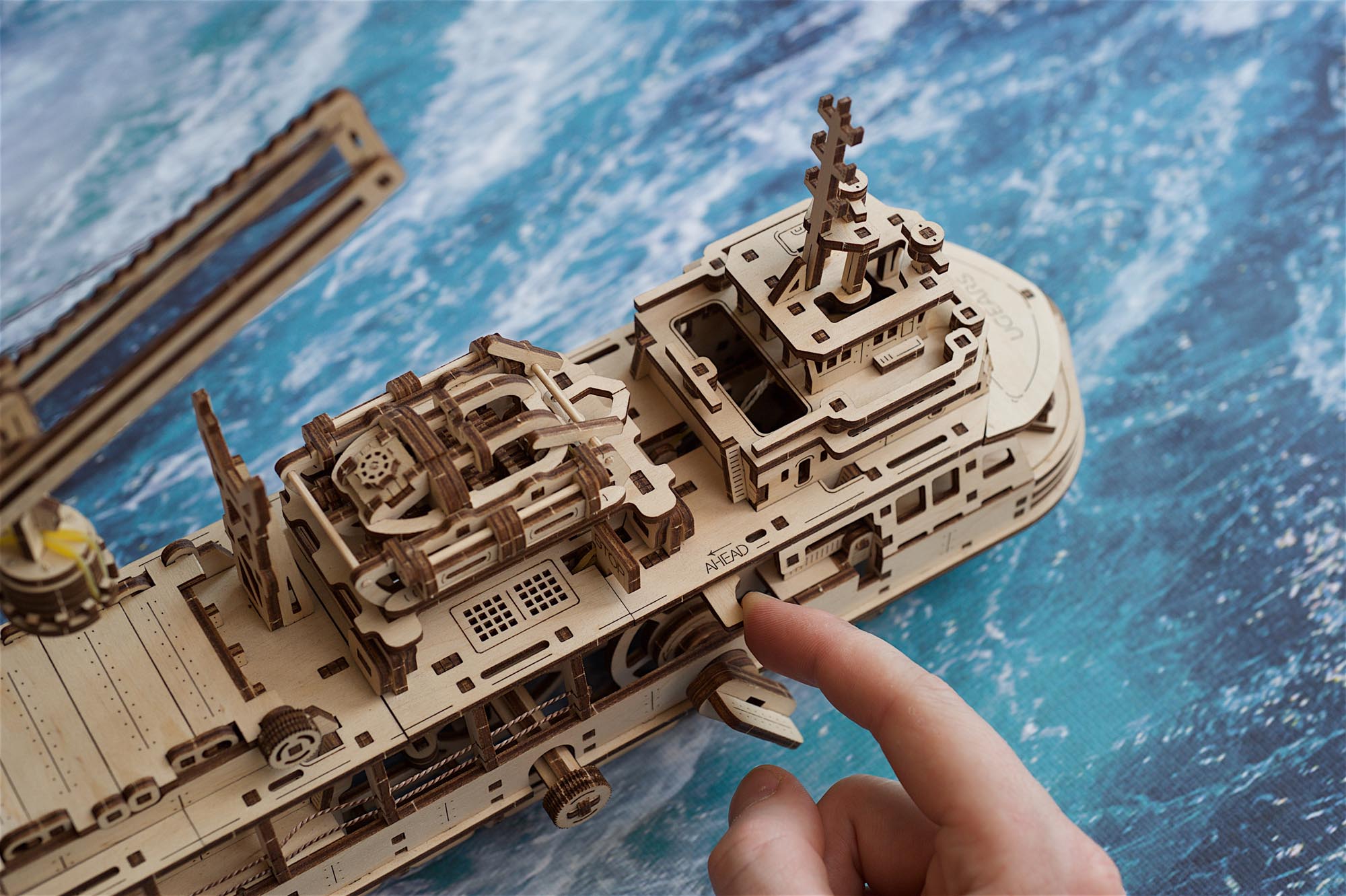 UGears Wooden Mechanical Model 3D Puzzle Kit Research Vessel