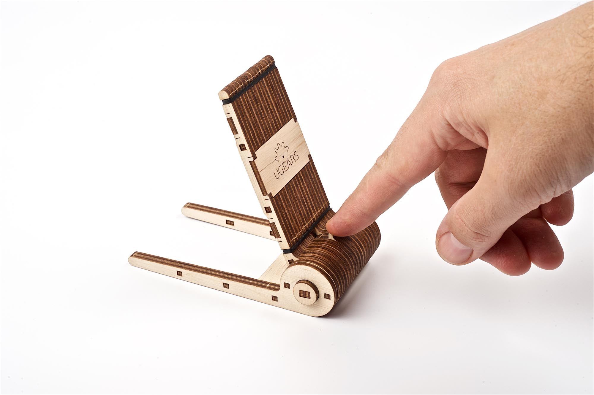 UGEARS Mechanical Wooden Model Foldable Phone Holder Stand