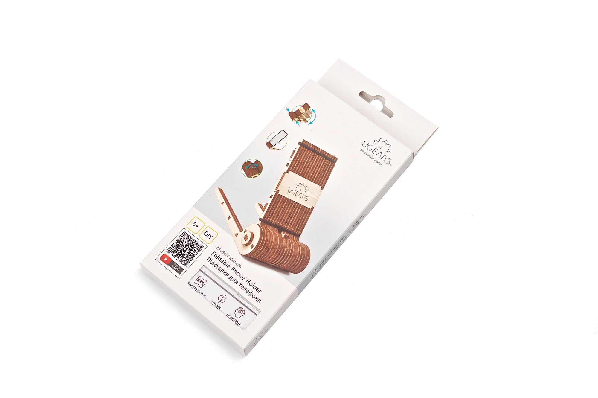 UGEARS Mechanical Wooden Model Foldable Phone Holder Stand