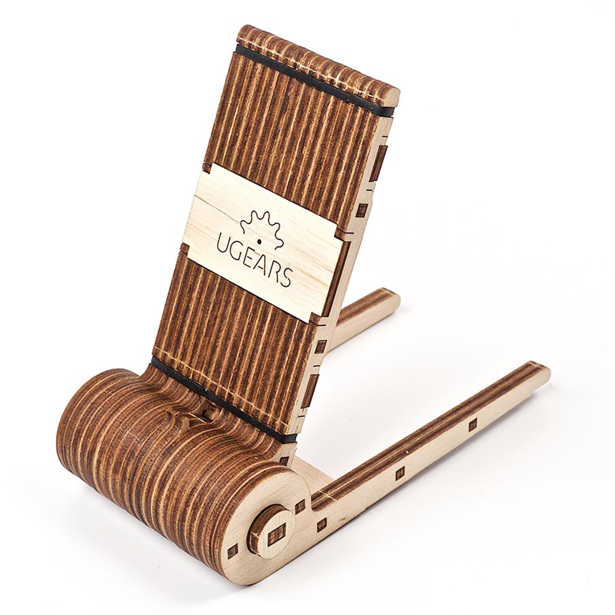 UGEARS Mechanical Wooden Model Foldable Phone Holder Stand