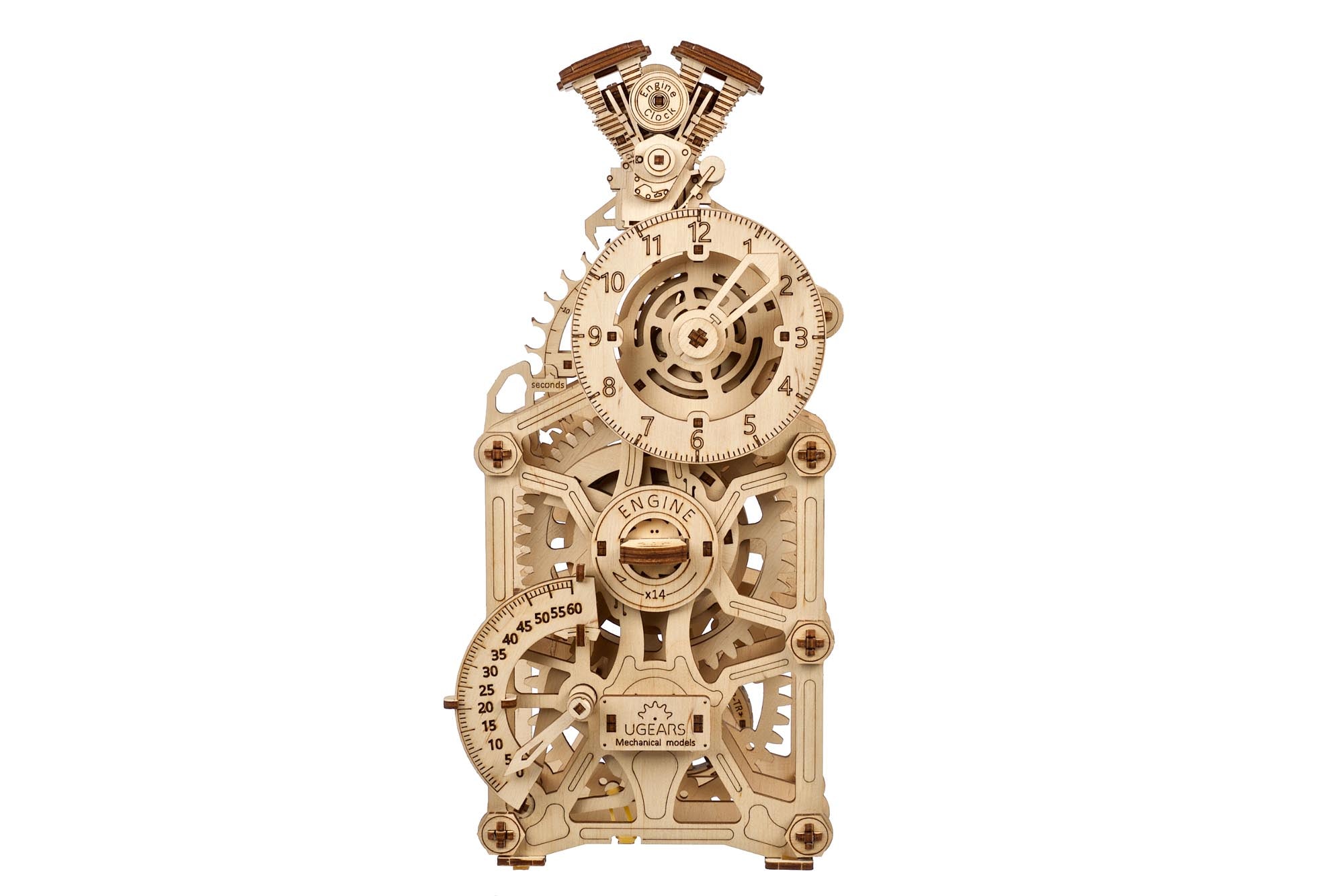 UGears Engine Clock Wooden Mechanical Model
