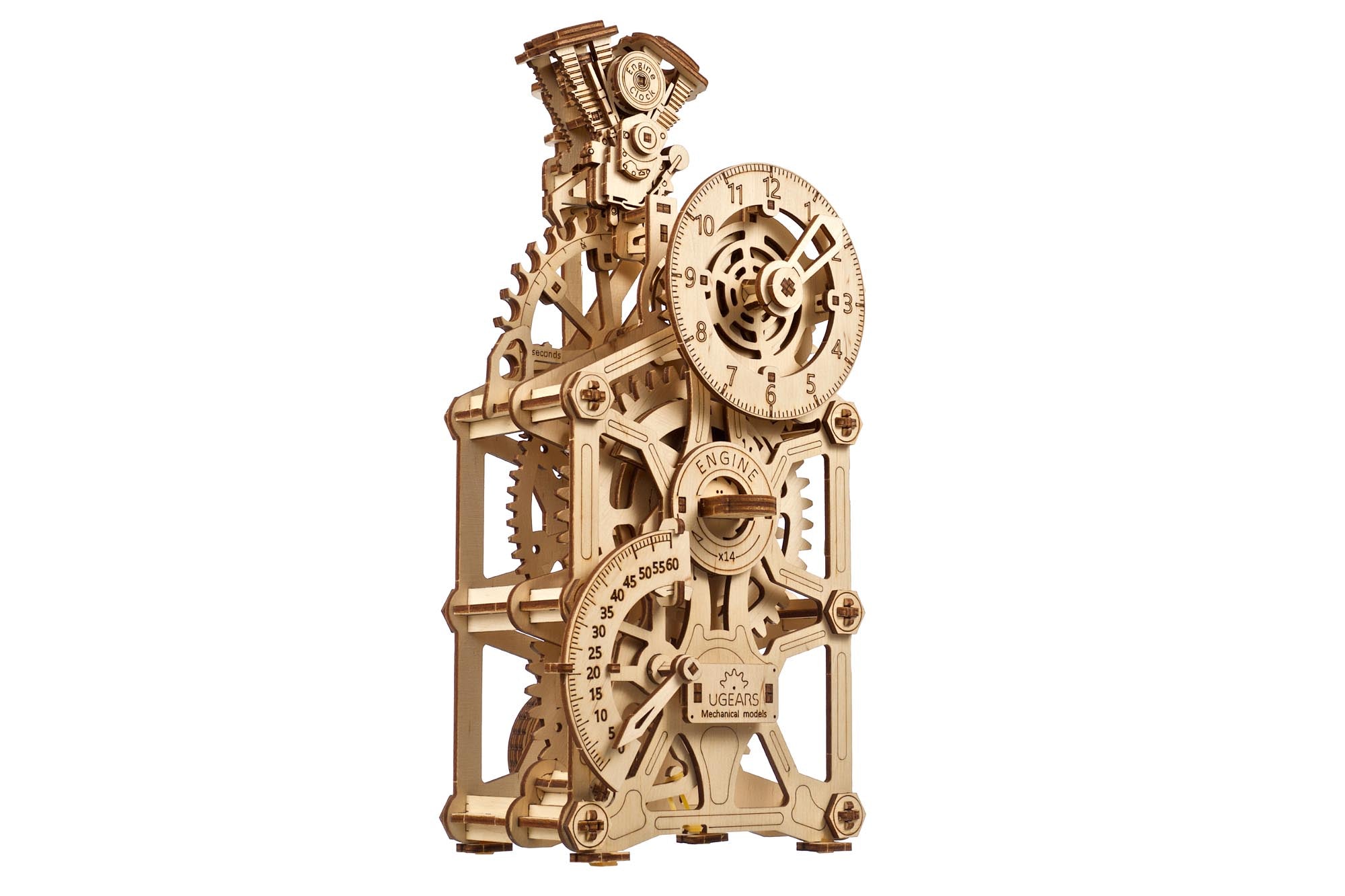 UGears Engine Clock Wooden Mechanical Model