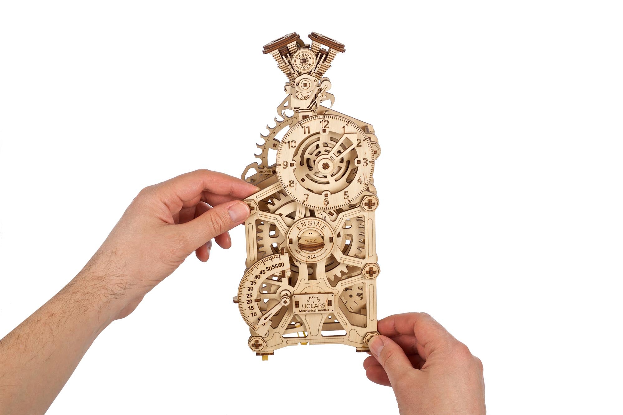 UGears Engine Clock Wooden Mechanical Model