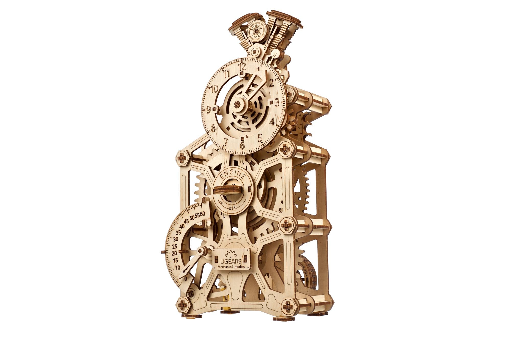 UGears Engine Clock Wooden Mechanical Model
