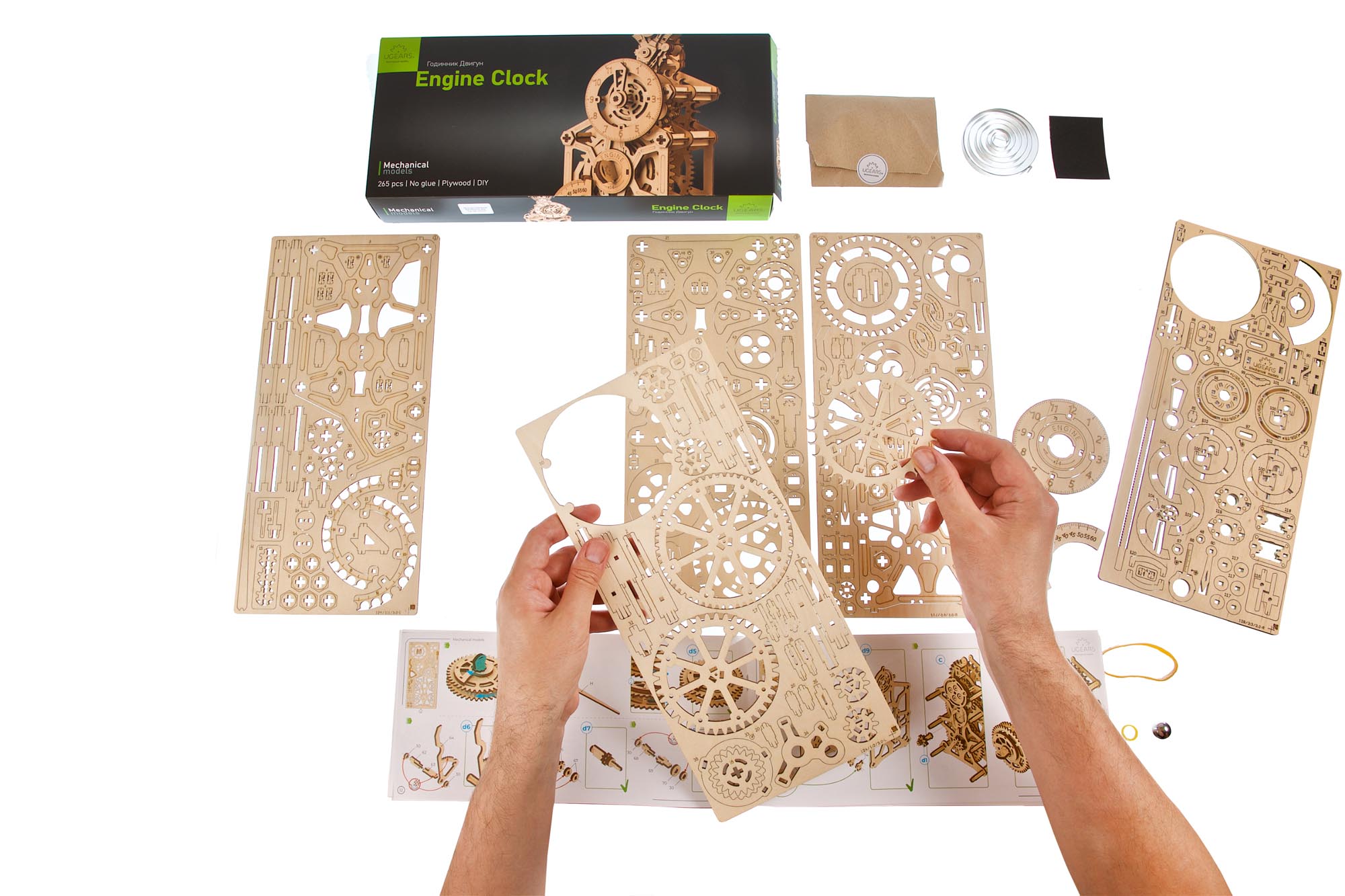 UGears Engine Clock Wooden Mechanical Model