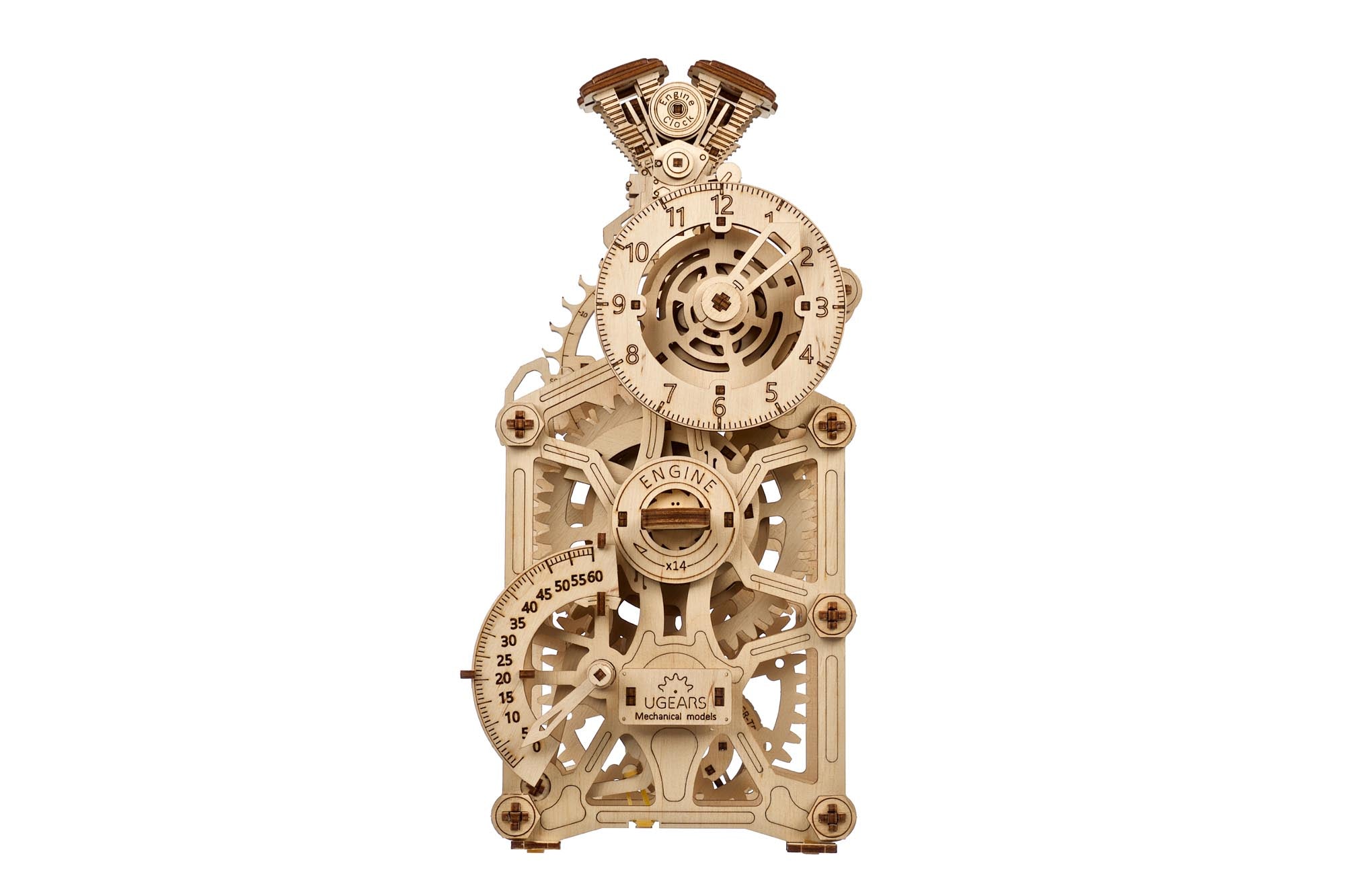 UGears Engine Clock Wooden Mechanical Model