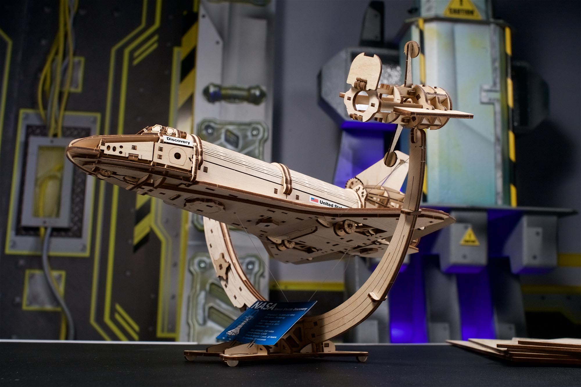 NASA Space Shuttle Discovery Wooden Mechanical Model for Sale