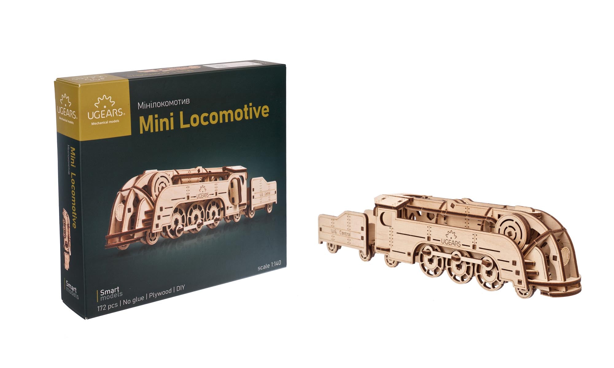  UGEARS Mini Locomotive - 3D Mechanical Wooden Puzzle Train Kit  - Ugears Wooden 3D Puzzles for Adults to Build - DIY Wooden Train Model  Puzzles for Teens - Small Train Brain