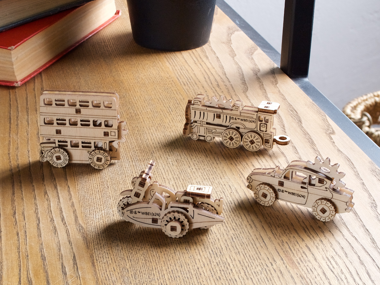 u gears UGears U-Fidgets Magical Vehicles Fidgets (4 pcs) | 3D Wooden Mechanical Puzzles | STEM Building & Engineering Kits