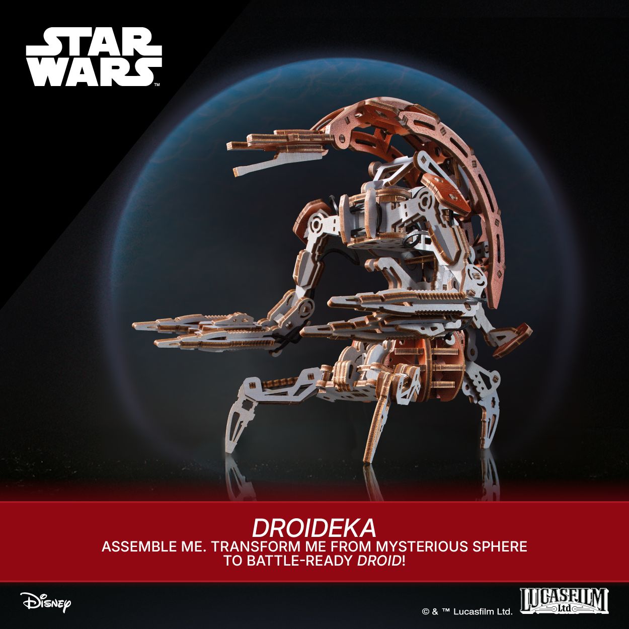 UGears Droideka™ Star Wars™ Collection | 3D Wooden Mechanical Puzzles | STEM Building & Engineering Kits