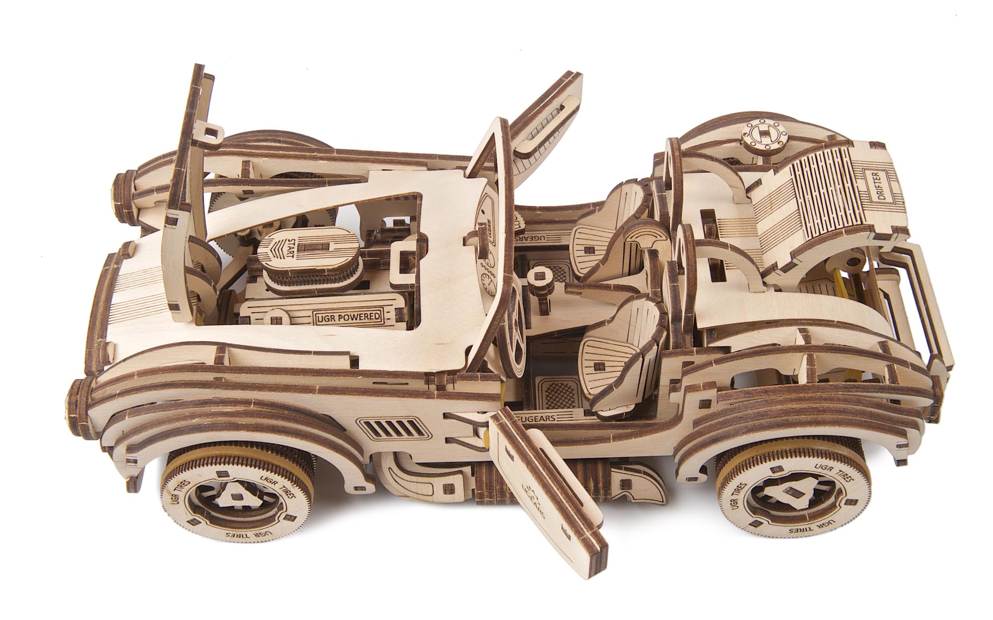 UGEARS Drift Cobra Racing Car Puzzle 3D - Cadeau de fête des pères Kit de Voiture modèle de Puzzles 3D Vintage avec Moteur à Ressort Puissant - Kits de modèles de Voiture UGEARS Drift Cobra Racing Car Puzzle 3D - Cadeau de fête des pères Kit de Voiture modèle de Puzzles 3D Vintage avec Moteur à Ressort Puissant - Kits de modèles de Voiture