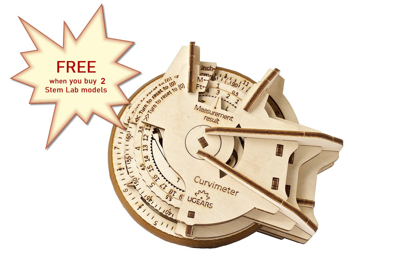 UGears Wooden Mechanical Model Kit STEM STEAM Lab Curvimeter Educational