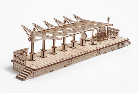 UGears Mechanical Wooden Model 3D Puzzle Kit Railway Platform
