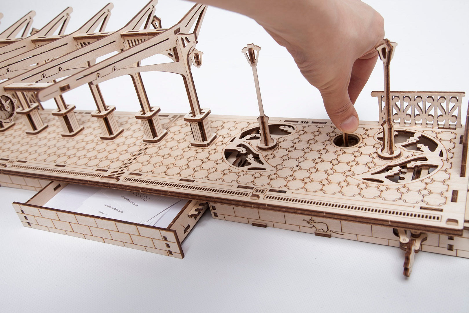 UGears Mechanical Wooden Model 3D Puzzle Kit Railway Platform