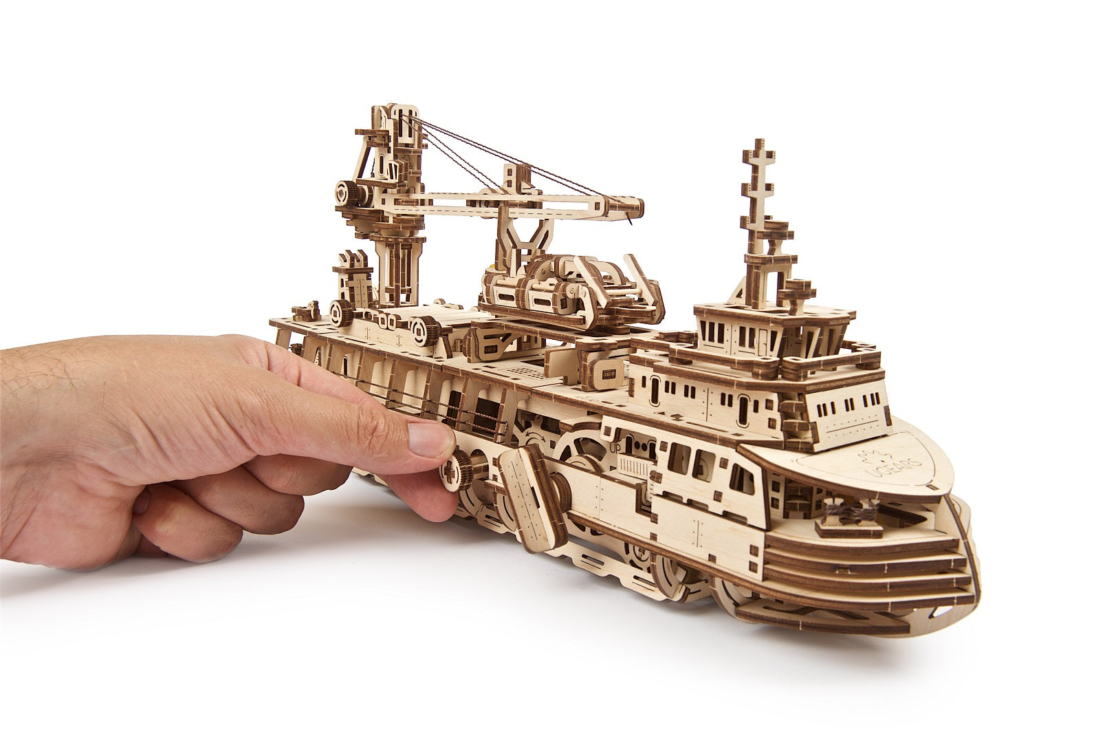 UGears Wooden Mechanical Model 3D Puzzle Kit Research Vessel