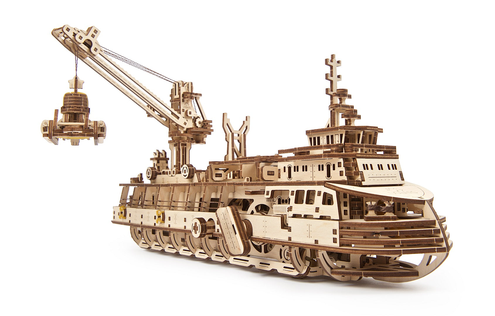 UGears Wooden Mechanical Model 3D Puzzle Kit Research Vessel
