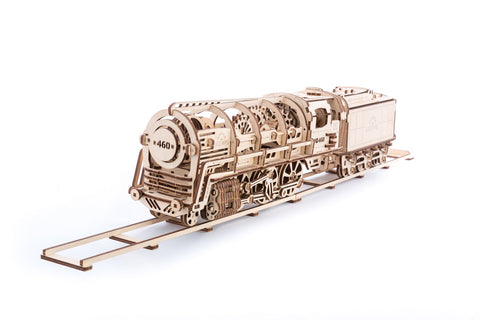 UGears Mechanical Wooden Model 3D Puzzle Kit Locomotive with Tender