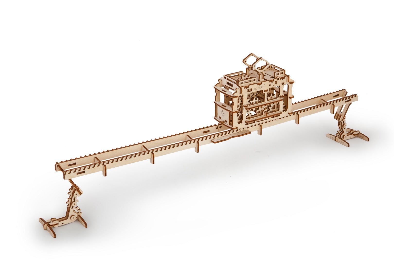 UGears Mechanical Wooden Model 3D Puzzle Kit Tram with Rails