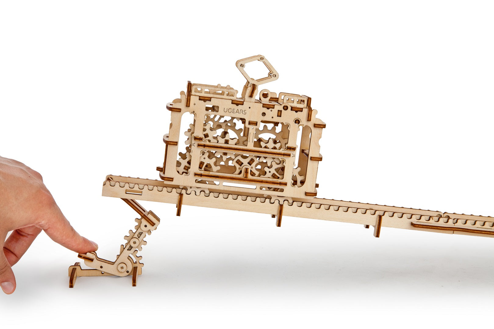 UGears Mechanical Wooden Model 3D Puzzle Kit Tram with Rails