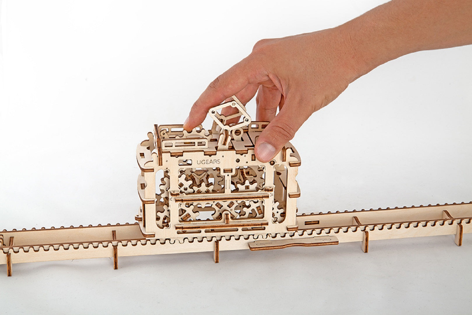 UGears Mechanical Wooden Model 3D Puzzle Kit Tram with Rails