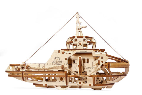 UGears Wooden Mechanical Model Kit Tugboat boat