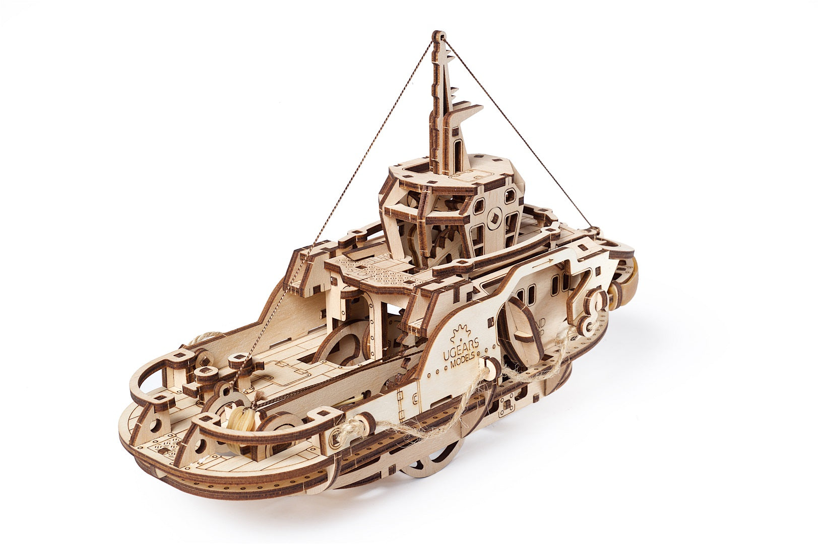 UGears Wooden Mechanical Model Kit Tugboat boat