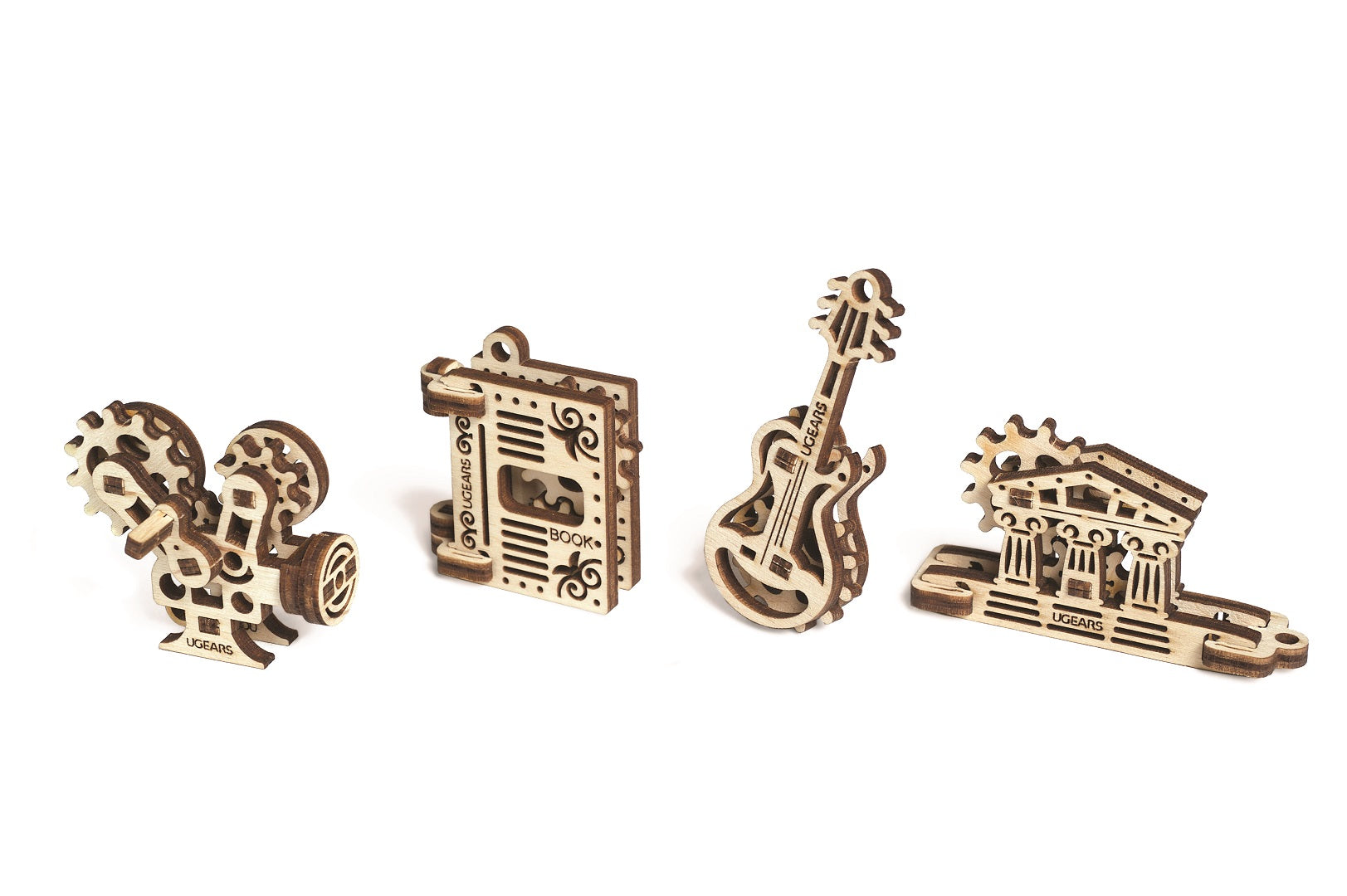 UGears Mechanical Model U-Fidget Creation Movie Camera Book Guitar Pathenon