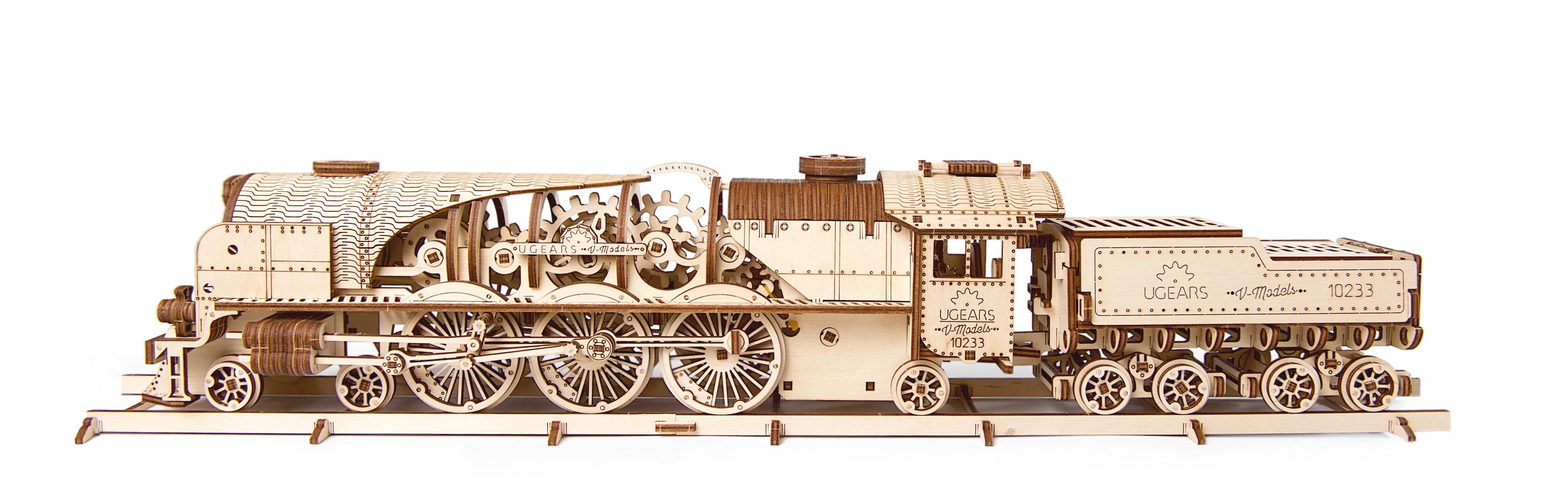 UGears Mechanical Model V-Express Steam Train Locomotive with Tender Veter